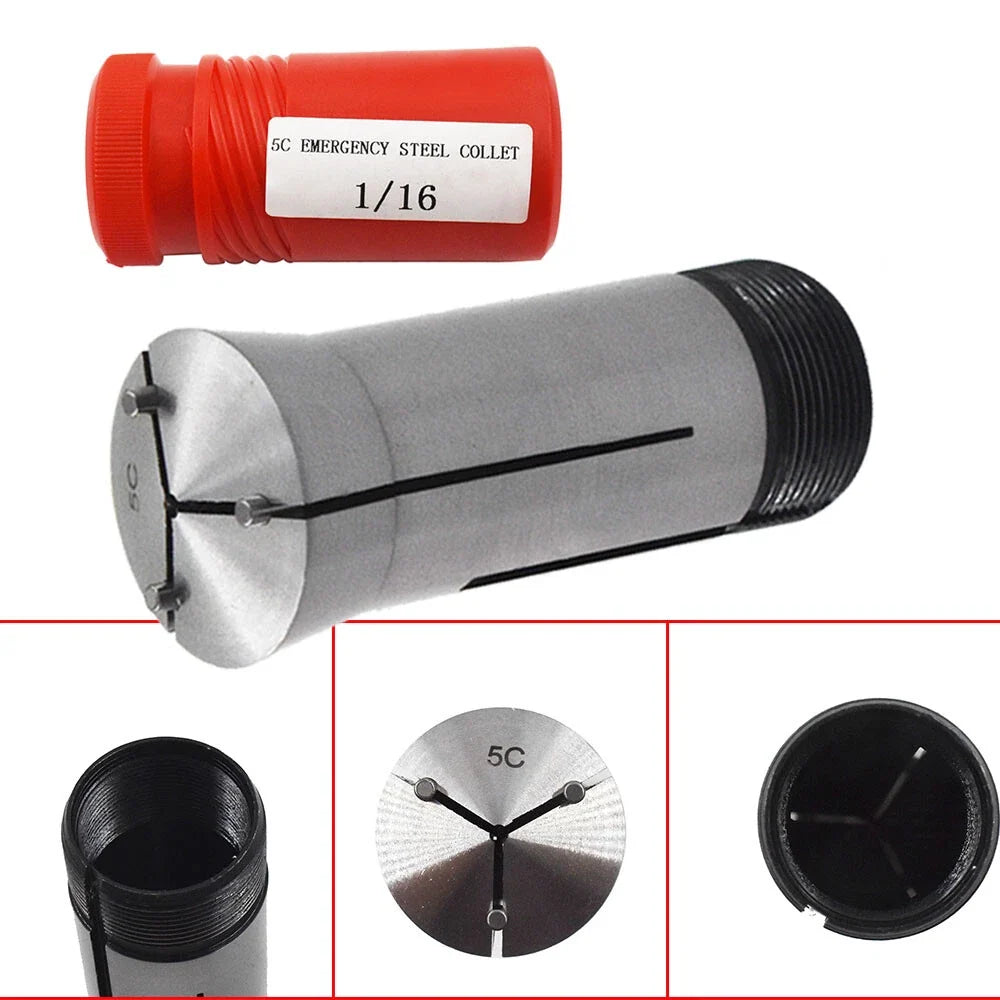 Set of 5 Emergency Steel Collets for Lathes & Fixtures (1/16")