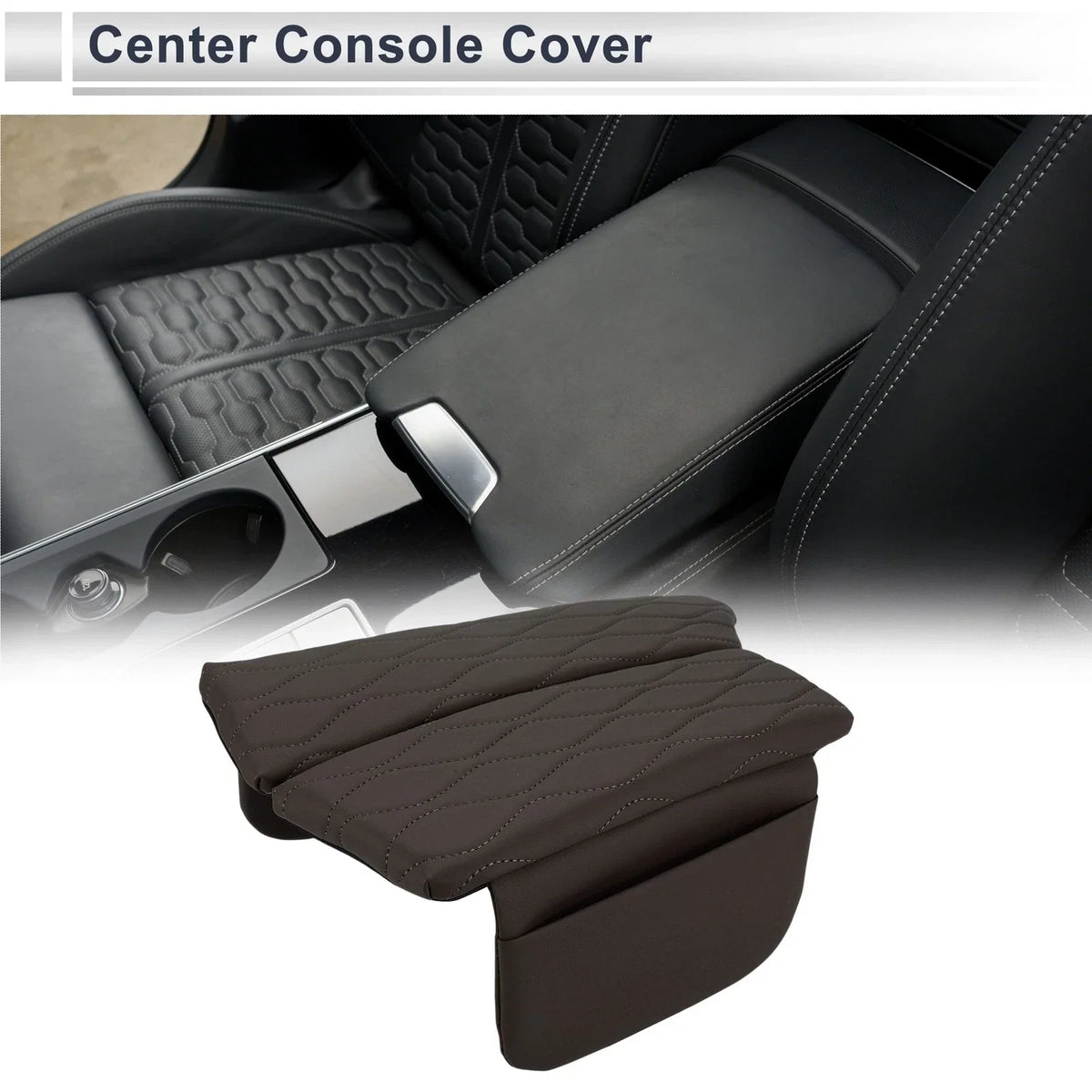 Center Console Cover with Storage Bag for BMW 5 Series (2011–2017) Dark Brown