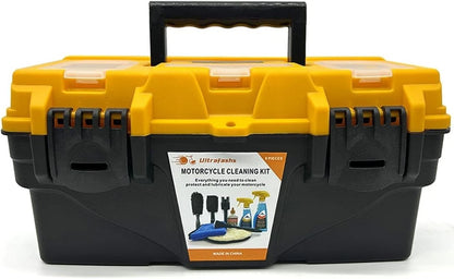 10-Piece Motorcycle Cleaning Kit - Wash Set with Cleaner & Degreaser