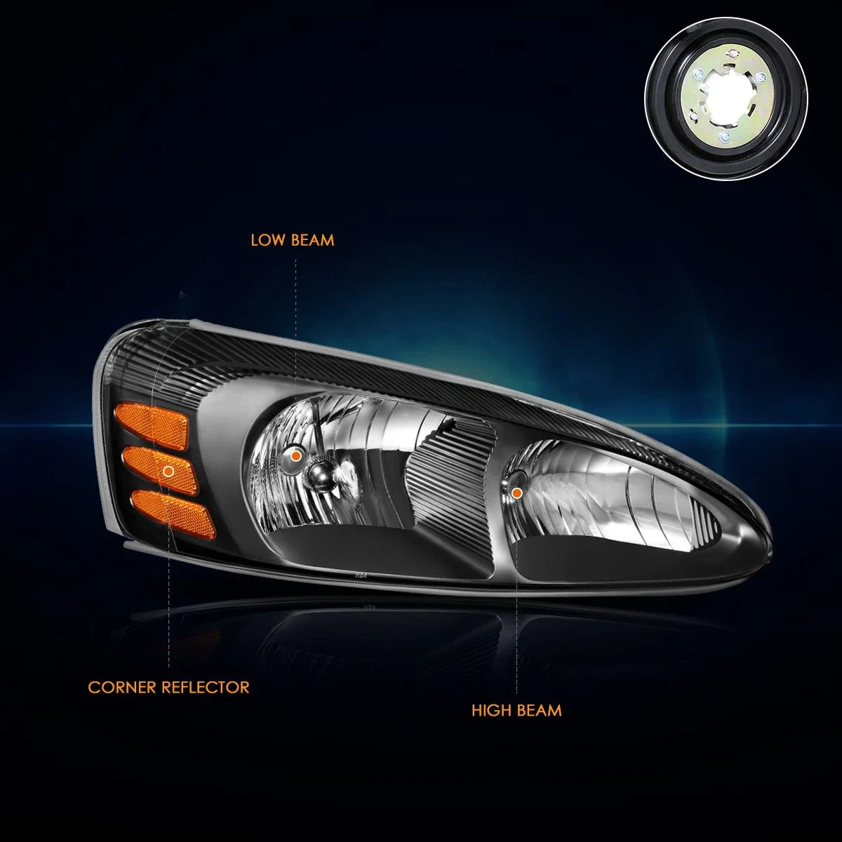 OE Style Black Housing Amber Corner Headlight for Pontiac Grand Prix (2004–2008)