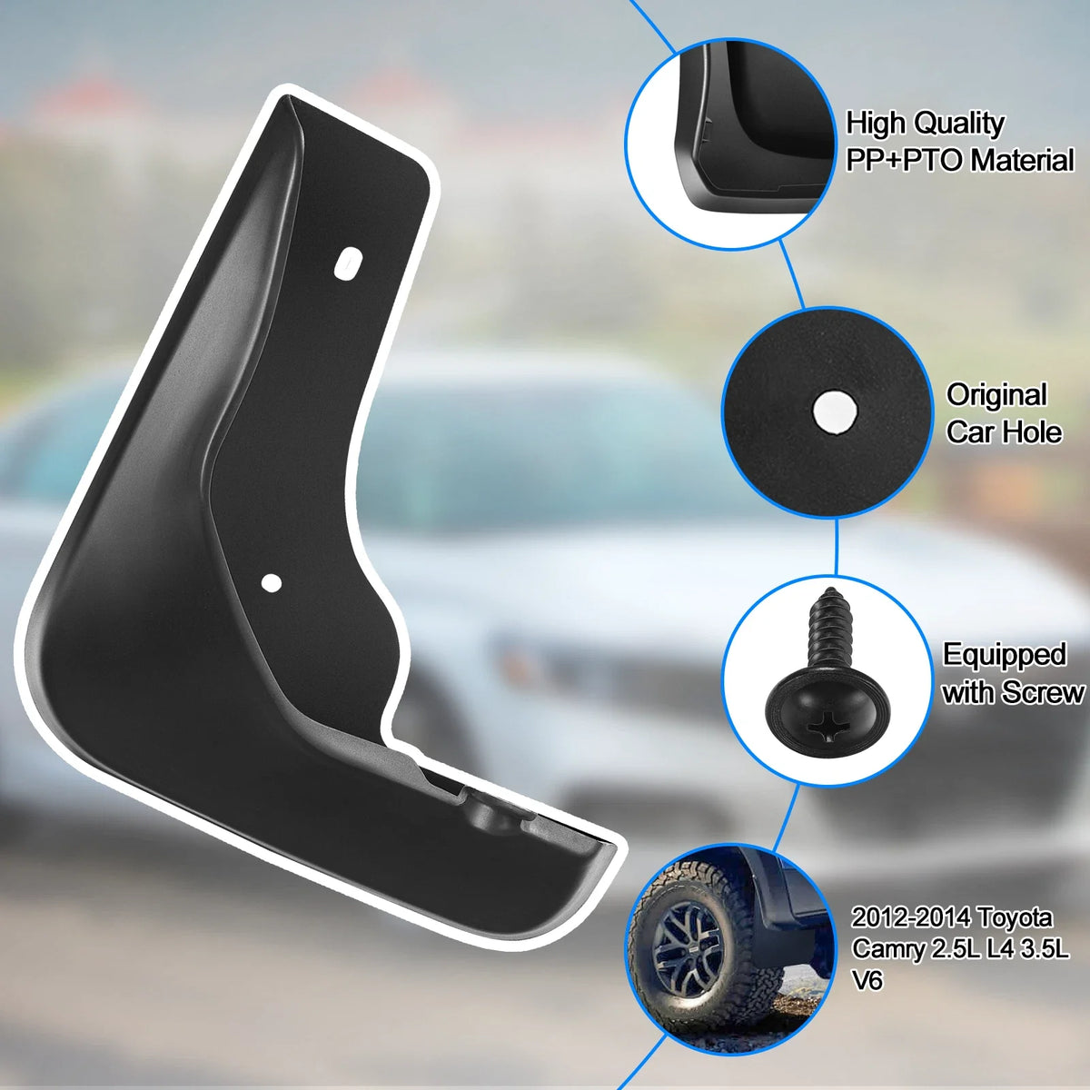 4-Piece Front Rear Mud Flaps Splash Guards for Toyota Camry (2012–2014)