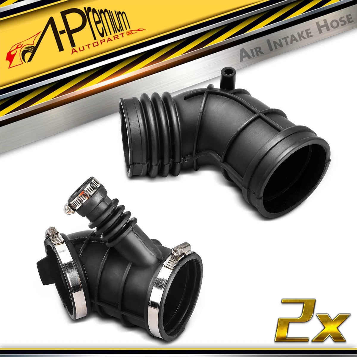 2X Engine Air Intake Hose with Clamp for BMW 320i 2001–2005, 323Ci, 323i (13541705209, 13541435627, 696-061, 696-059)