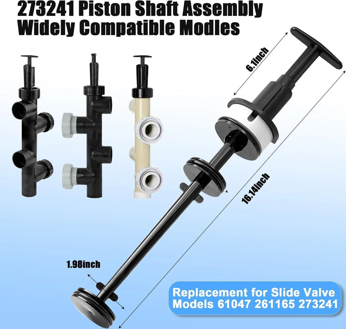 Piston Rod Assembly for Pentair Push-Pull Slide Backwash Valve (2-inch PVC)