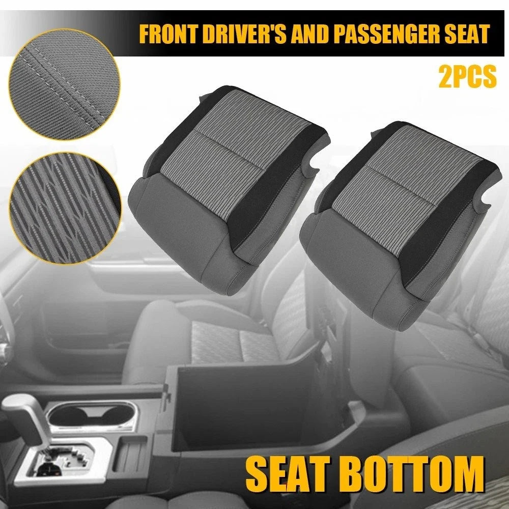 2X Bottom Seat Covers for Toyota Tundra (2014–2021) Gray Black Cloth