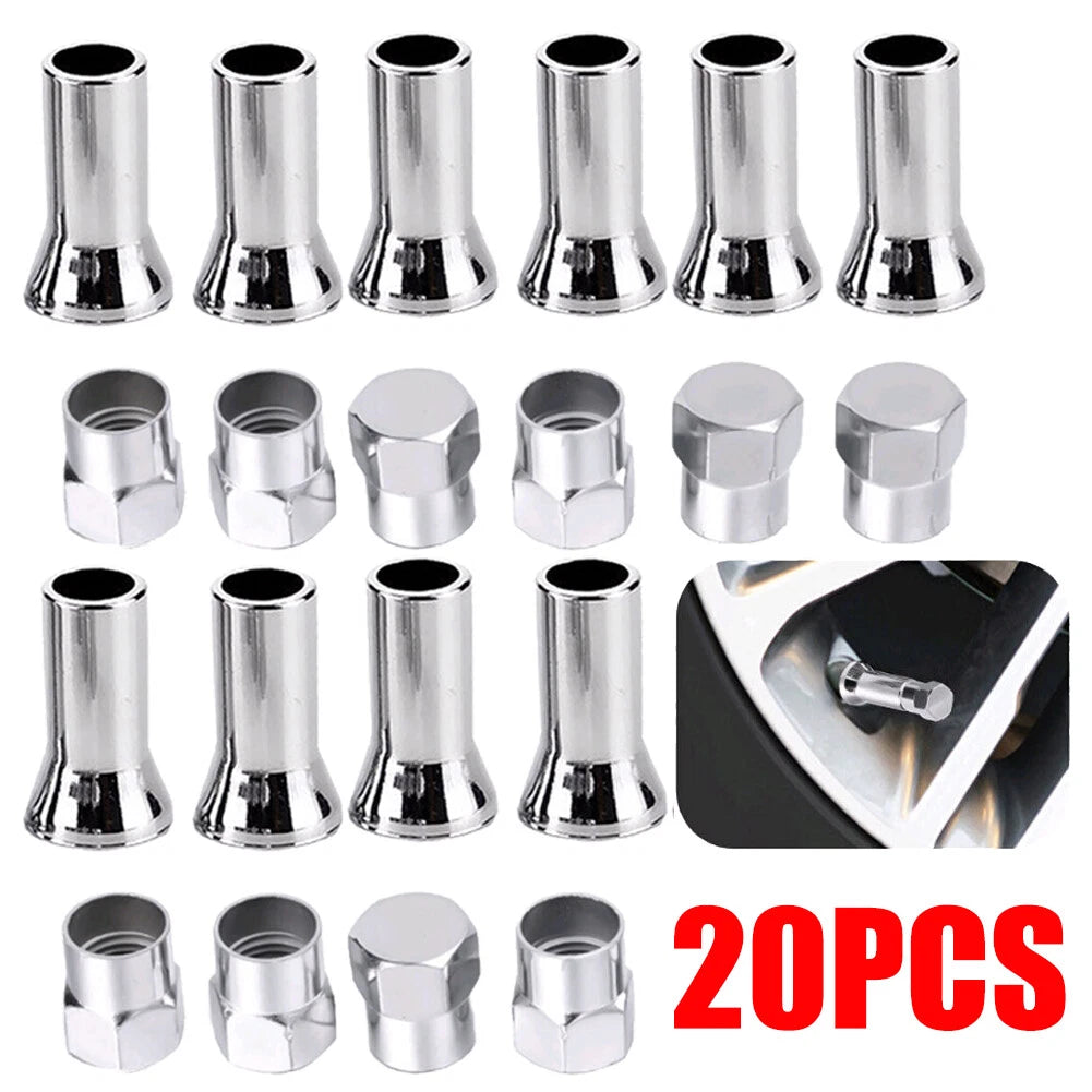 20Pc Chrome Valve Stem Caps for Car/Bicycle
