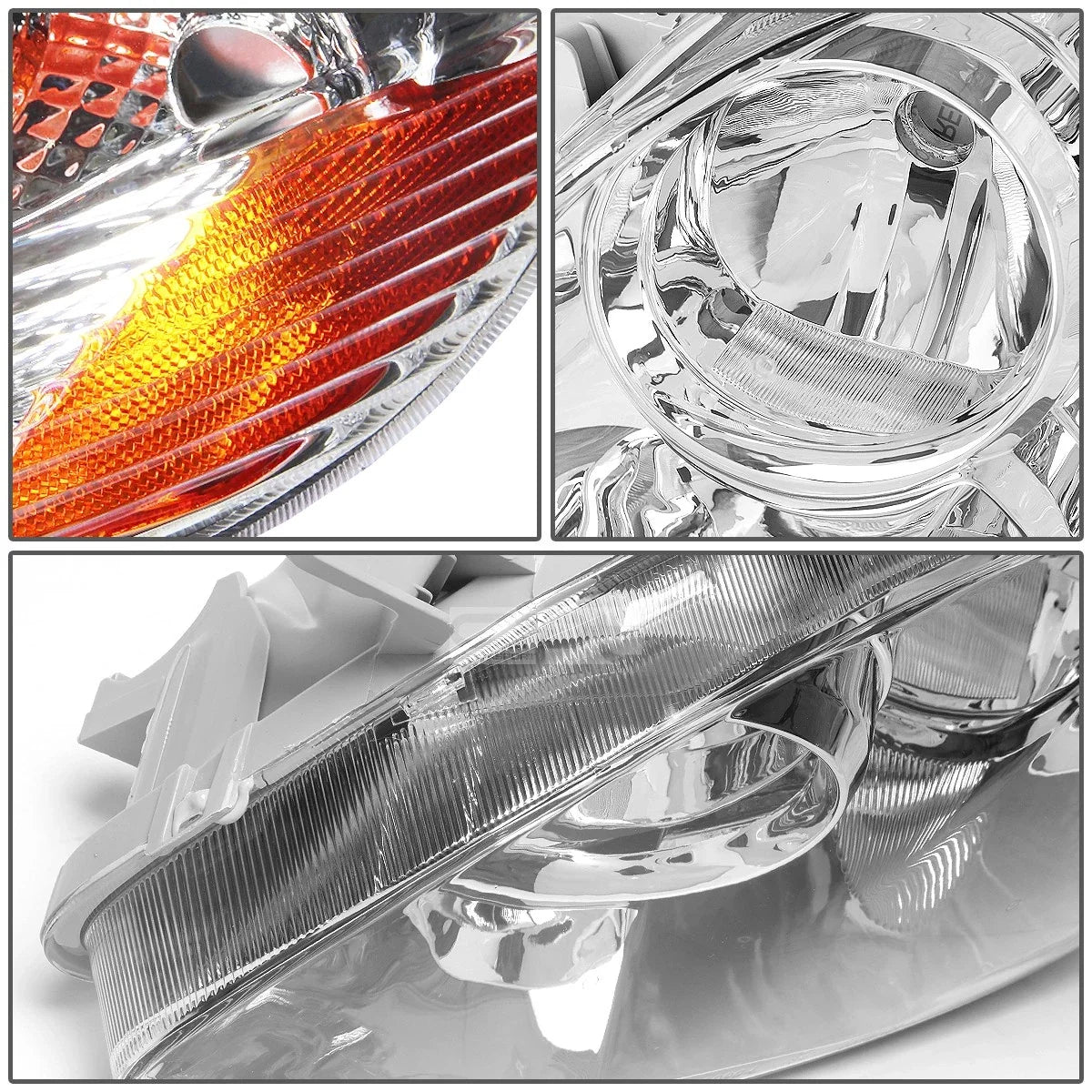 Pair of Chrome Housing Amber Side Headlights for Toyota Corolla (2003–2008)