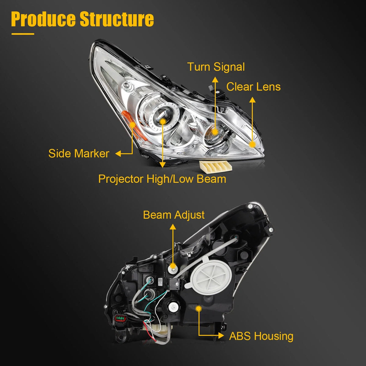 Right Side Halogen Projector Headlight for Infiniti G37 G25 (2010–2013)