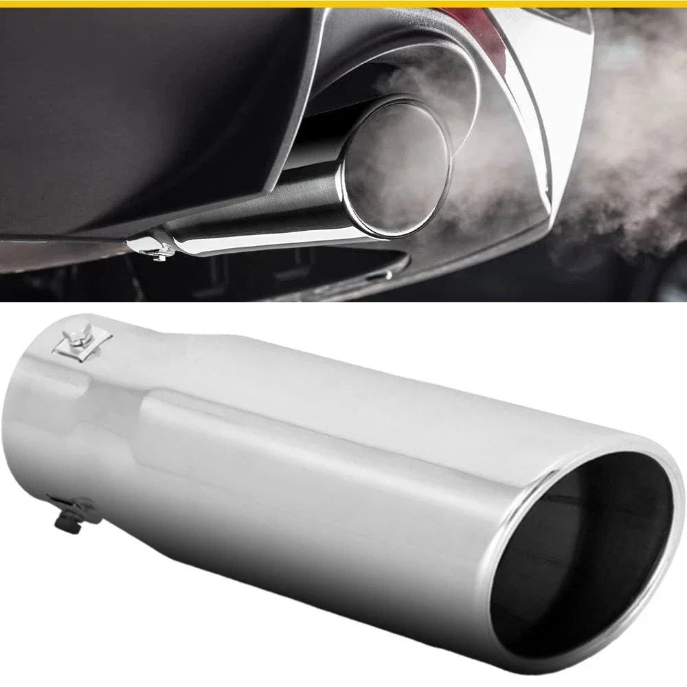 1X 8.5" Silver Exhaust Pipe Muffler Tip for Car (3cm-6.3cm)