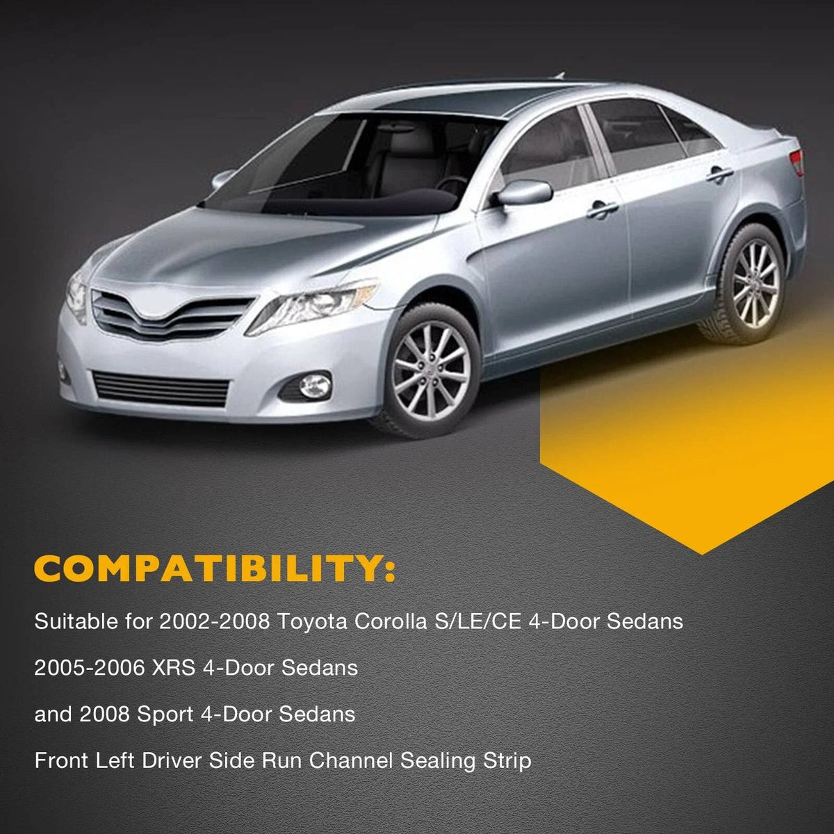 Front Left Door Window Rubber Channel Seal for Toyota Corolla (2002–2008) 68151-02050