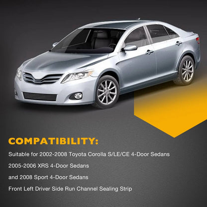 Front Left Door Window Rubber Channel Seal for Toyota Corolla (2002–2008) 68151-02050