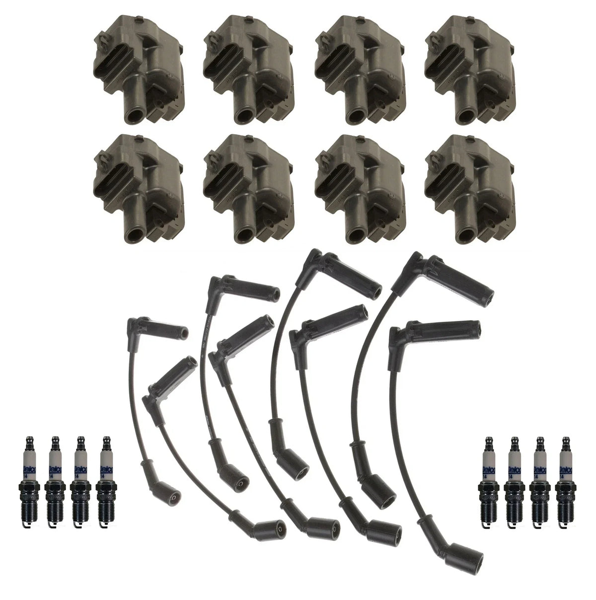 Ignition Wires & Coils Set of 8 with Spark Plugs for GMC Chevrolet 8.1L V8
