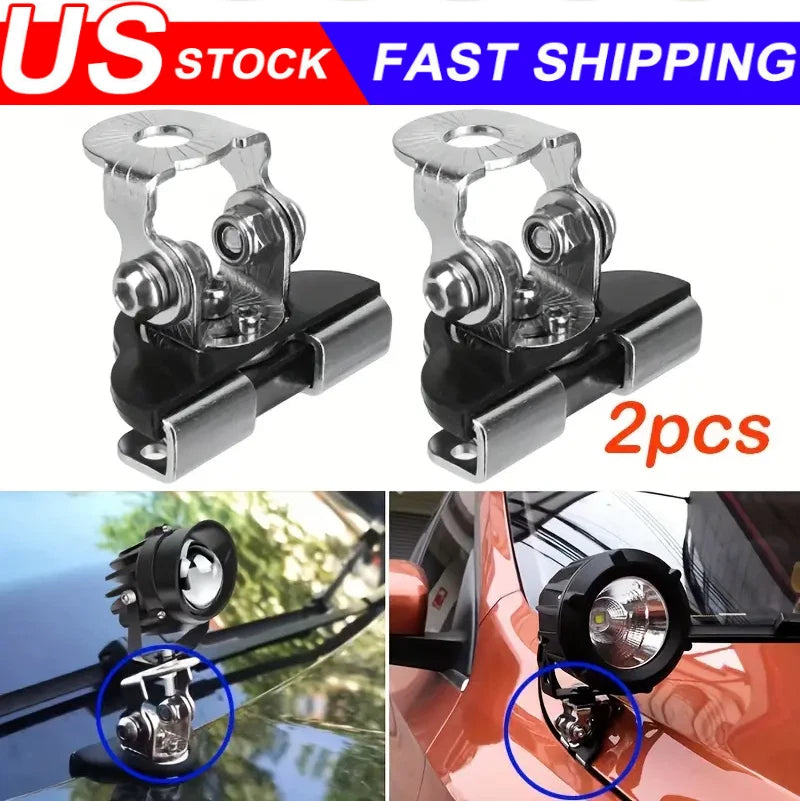 2X Pillar Hood LED Work Light Bar Mount Bracket Clamp for Offroad Vehicles