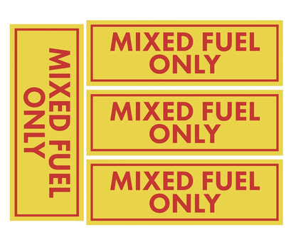 Set of 4 Mixed Fuel Only Stickers for Gas Gasoline Oil Trimmers
