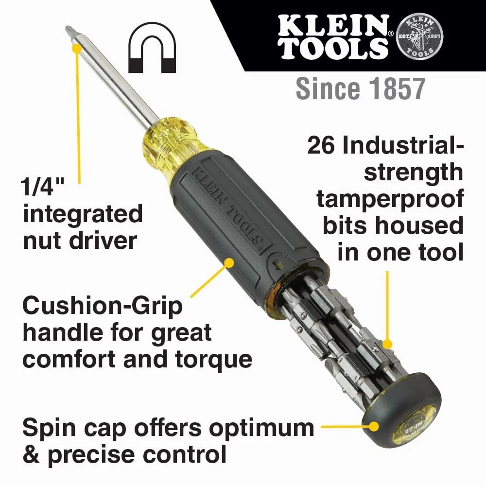 Multi-bit Tamperproof Screwdriver for Klein Tools (One Size)