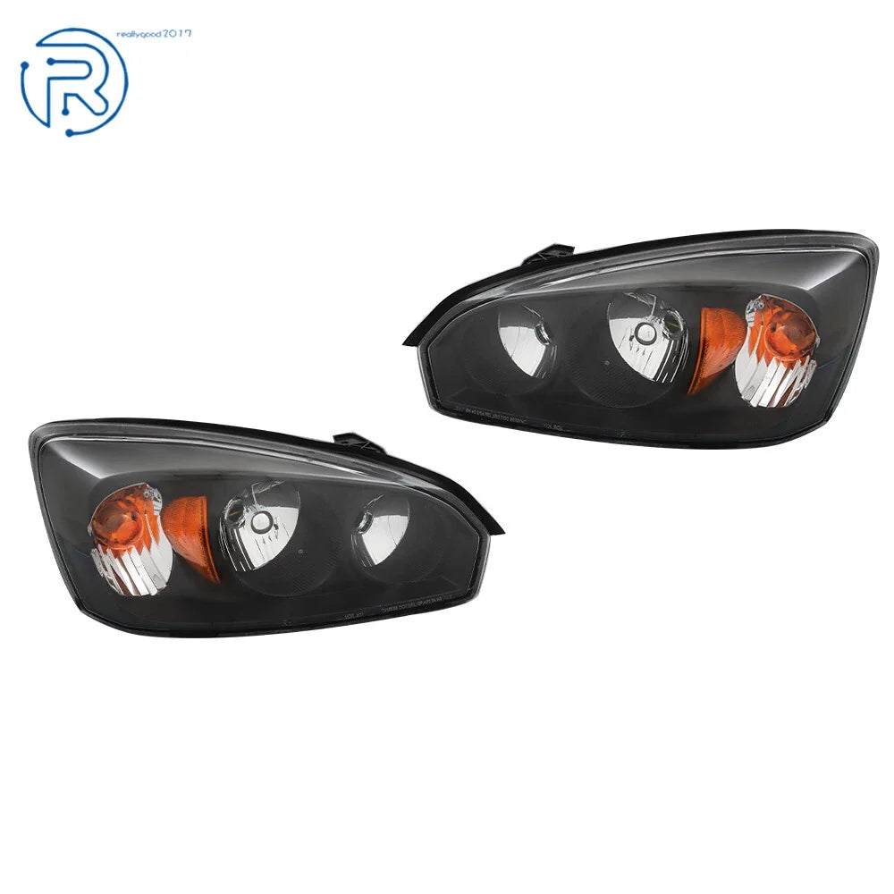 Pair of Black Housing Replacement Headlights for Chevy Malibu (2004–2008)