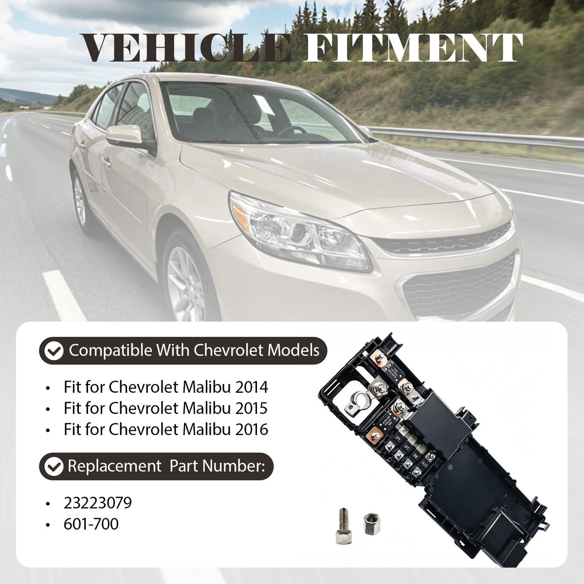 Battery Distribution Fuse Block for Chevrolet Malibu (2014–2016) 23223079 601-700