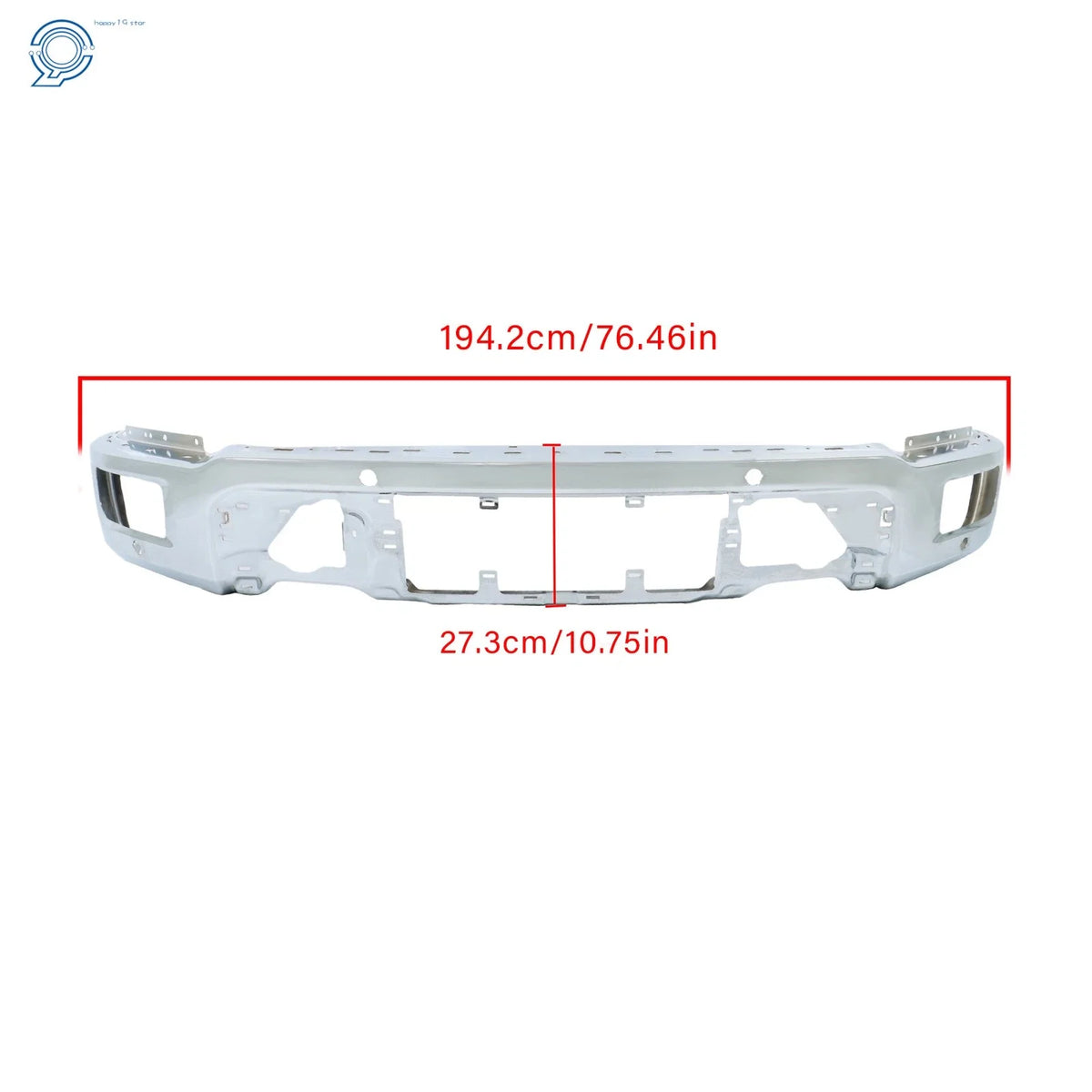 Chrome Front Bumper Face Bar with 4 Sensor Holes for Ford F150 (2024–2025)