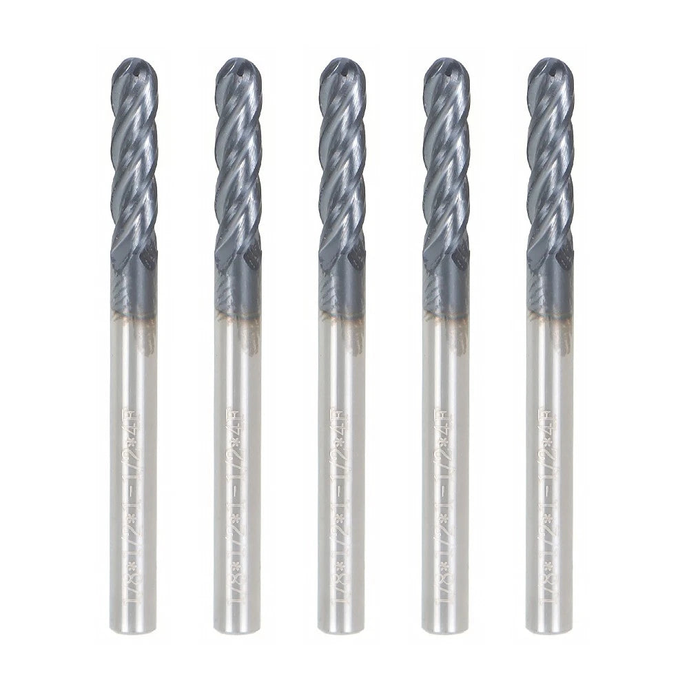 5X 1/8" 4 Flute Ball Nose Carbide End Mill for