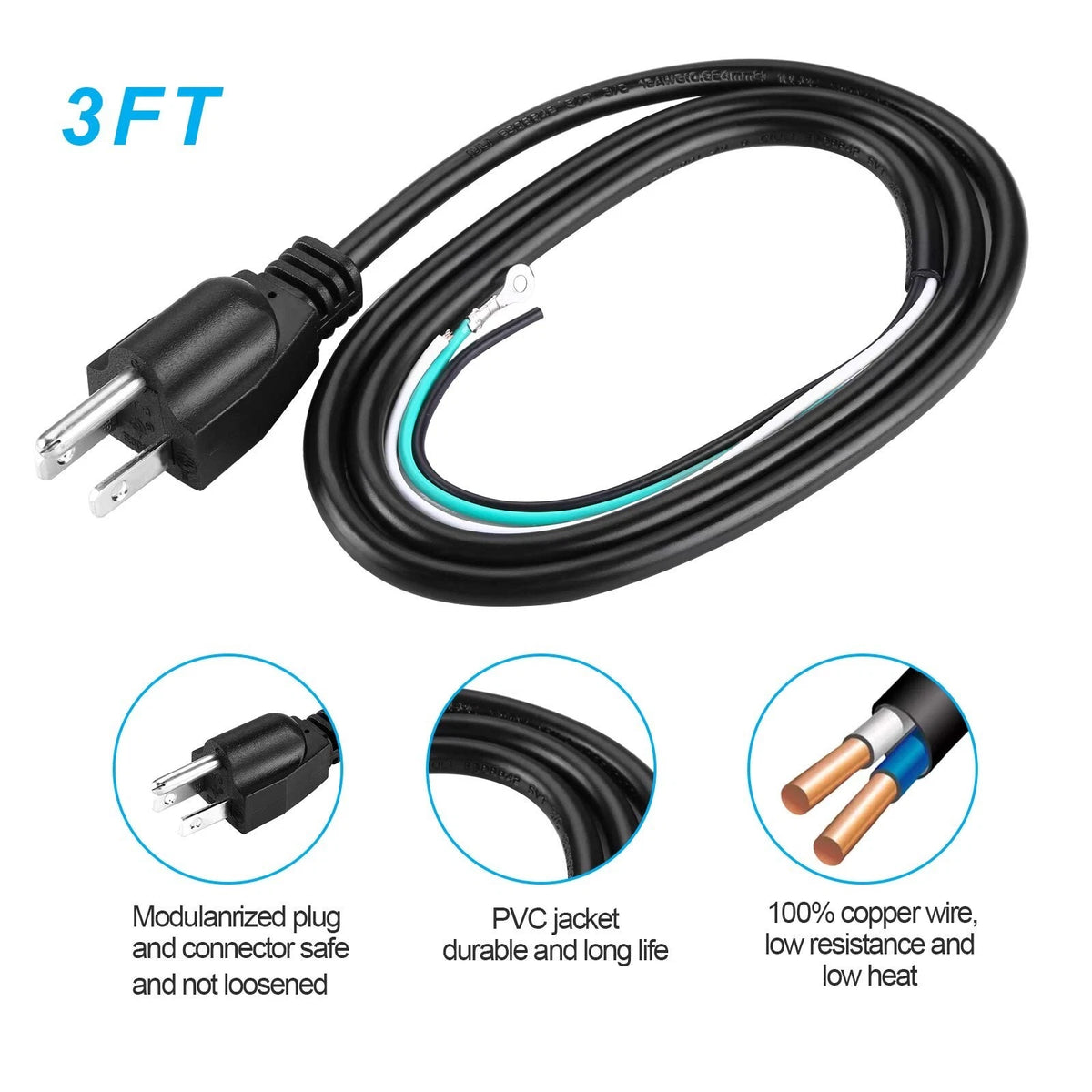 3 Feet Power Cord Kit for Garbage Disposal Models