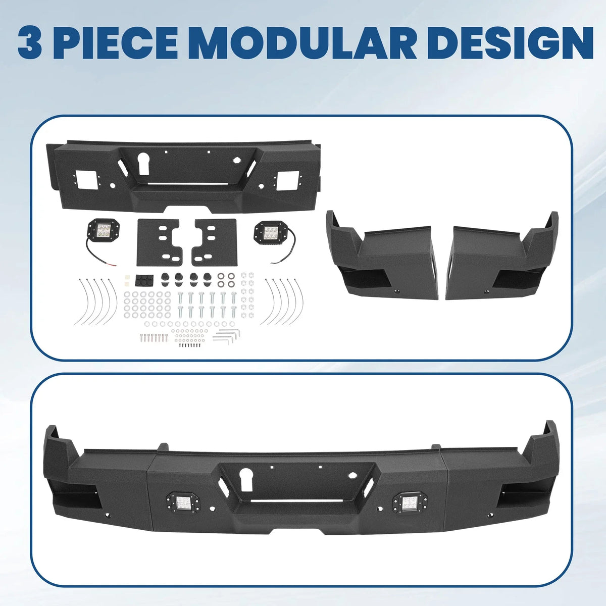 Rear Bumper Assembly for Ford F-250 F-350 Super Duty (2017–2023) W/ Sensor Hole