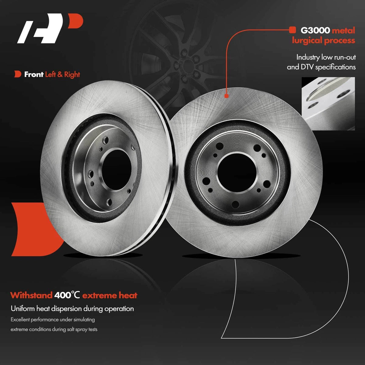 Front Disc Brake Rotors for Chrysler 200, Sebring, Dodge, Jeep (2011–2014) 980455, 0833352, R-31346