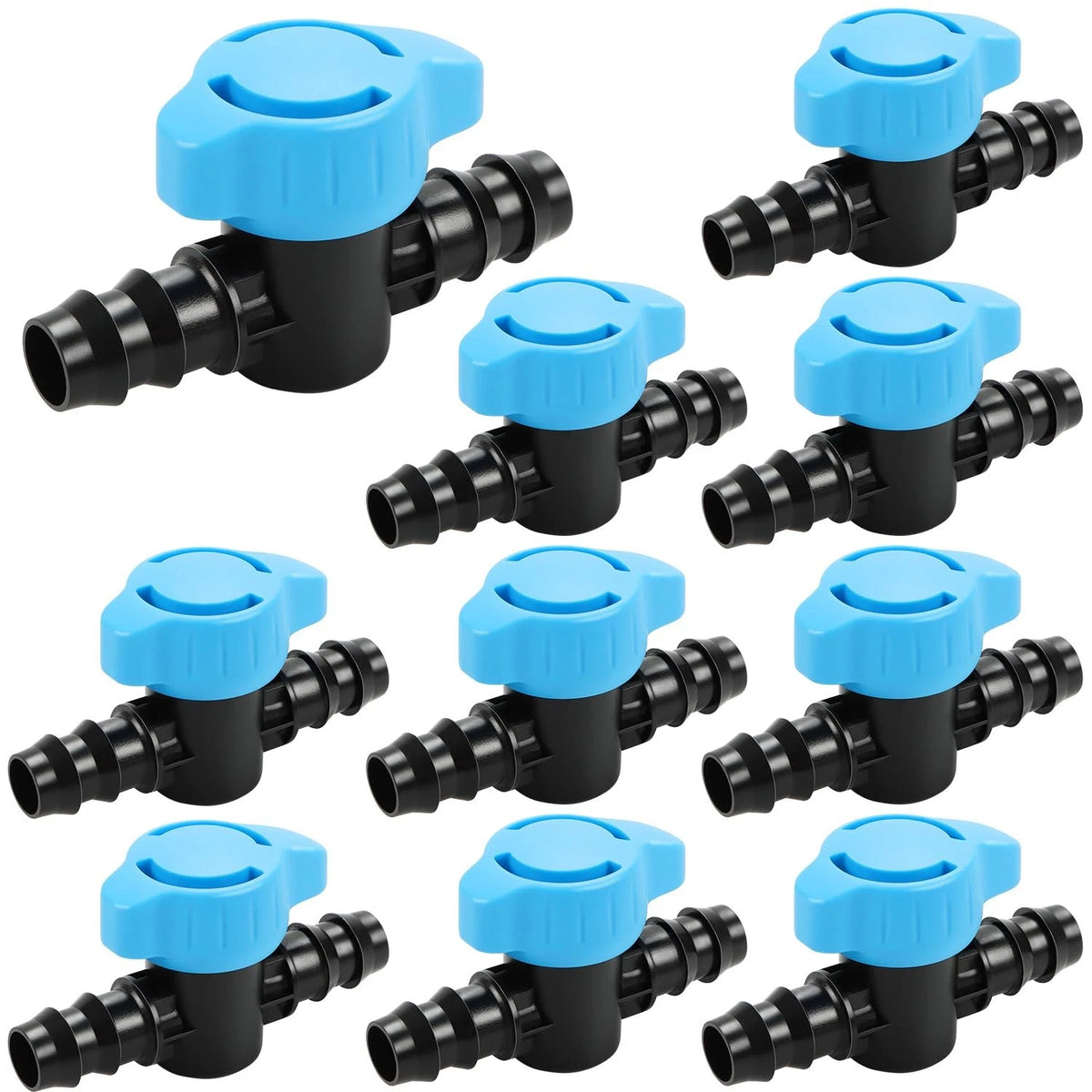 10 Pack 1/2 Inch Irrigation Shut Off Valves for Drip Systems (16mm)