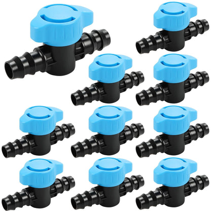 10 Pack 1/2 Inch Irrigation Shut Off Valves for Drip Systems (16mm)