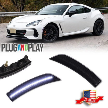 2X Smoked White LED Fender Side Marker Lights for Toyota GR86 Subaru BRZ (2022–2023)