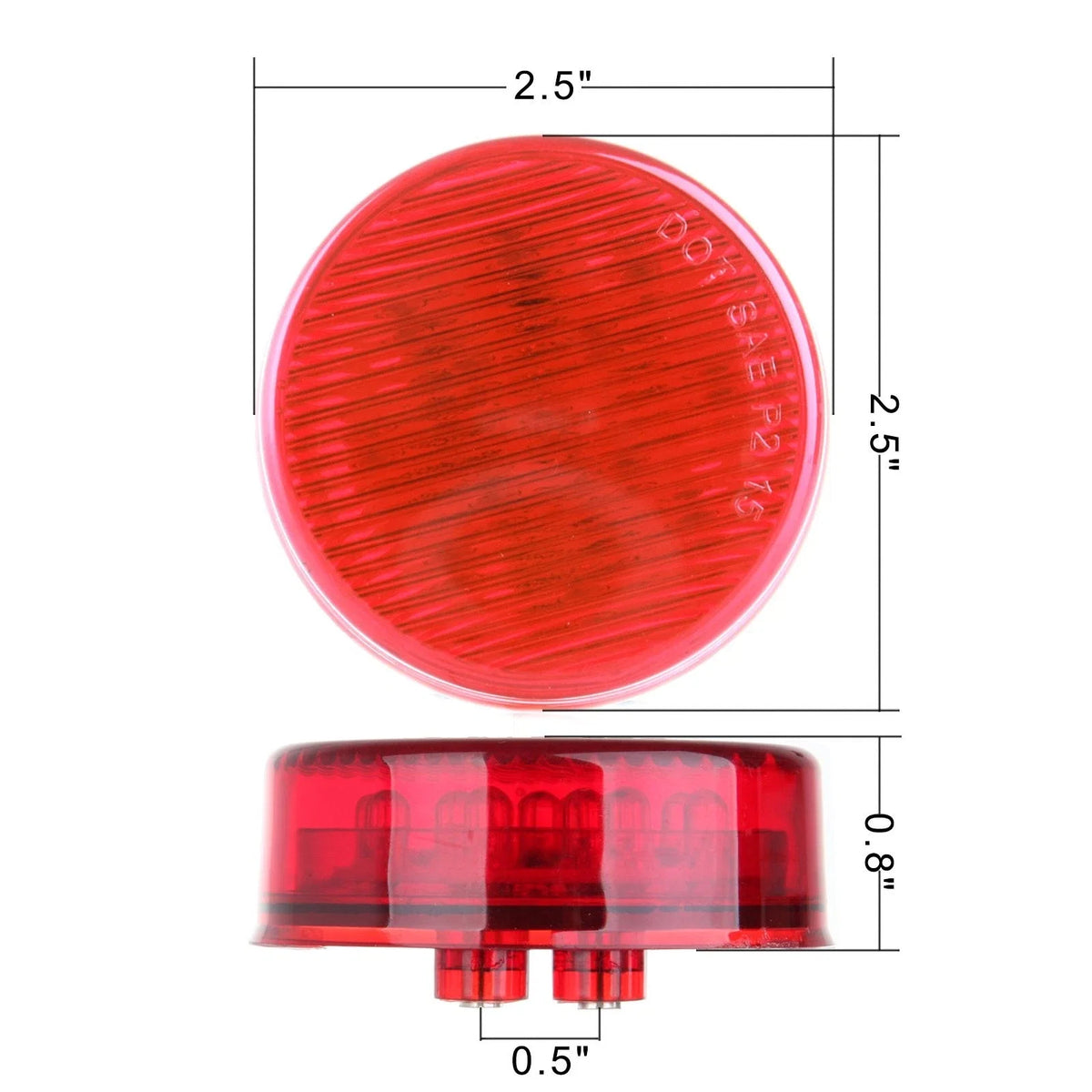 Set of 6 Red 2.5" Round 13 LED Side Marker Clearance Lights for Truck Trailer