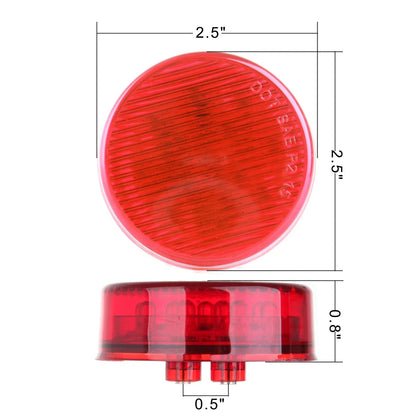 Set of 6 Red 2.5" Round 13 LED Side Marker Clearance Lights for Truck Trailer