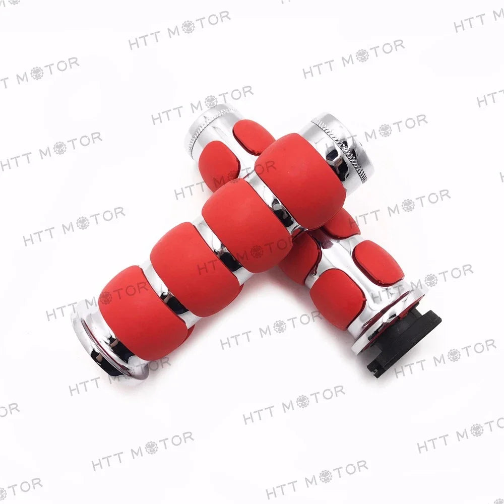 1" Hand Grip Flat for Harley FXDB Street Bob (2007–2017) - Red Chrome Billet Aluminum
