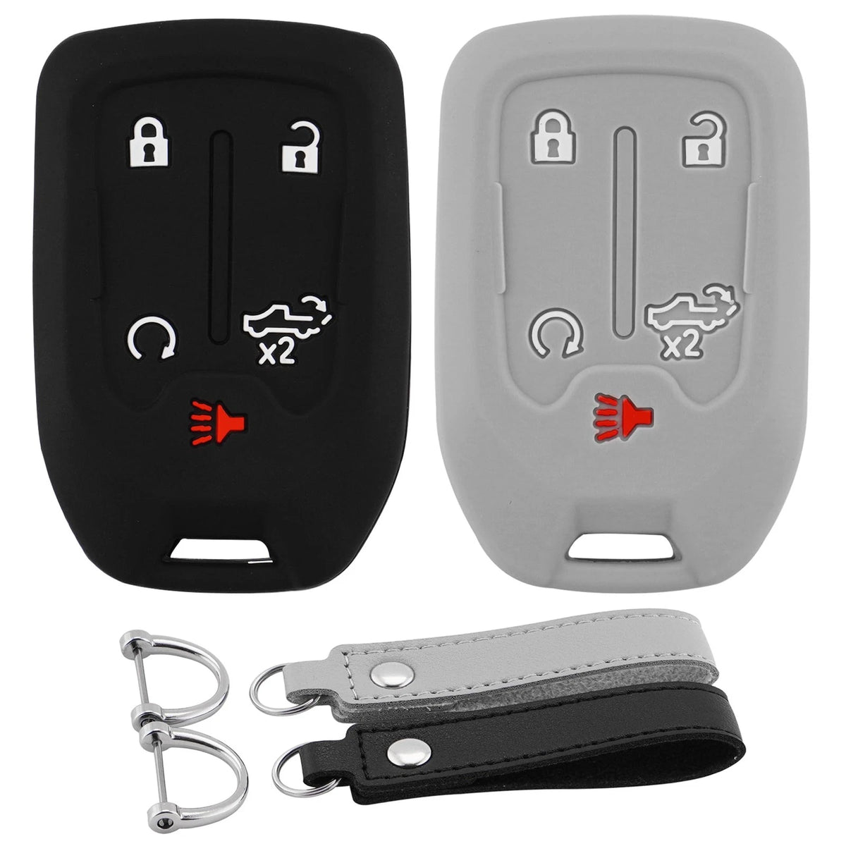 2X Silicone Key Fob Cover for Chevy GMC 5-Button Keys