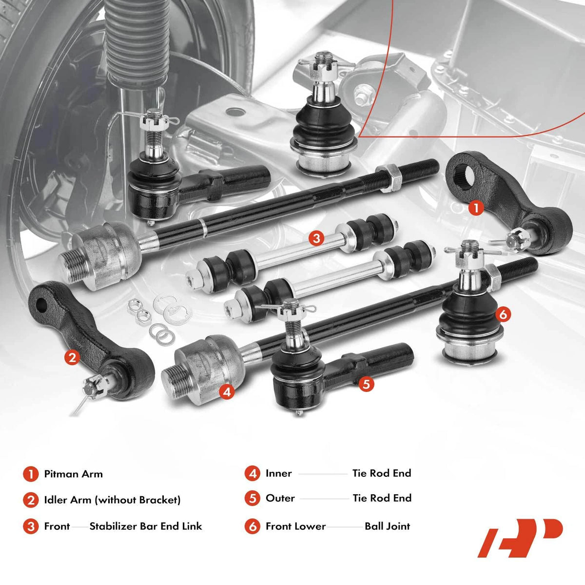 10x Front Idler Pitman Arm Sway Bar Tie Rod End for Chevrolet Express (2003–2023)