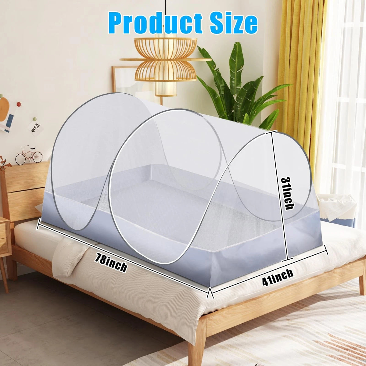 Extra Large Pop Up Mosquito Net 78"x41"x31" for Outdoor Use