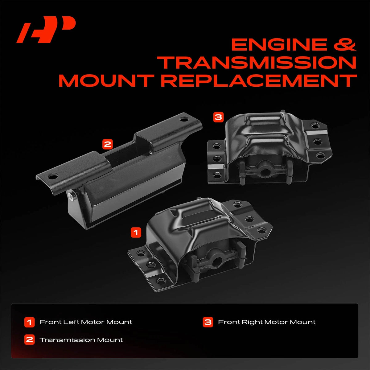 3X Engine Motor & Trans Mount for Chevy Tahoe Blazer GMC Yukon (1995–2000) - 15592505, 15022551, 15031704, 15113134, A2637, A2638