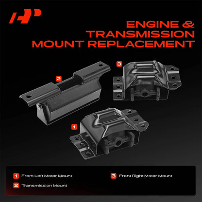 3X Engine Motor & Trans Mount for Chevy Tahoe Blazer GMC Yukon (1995–2000) - 15592505, 15022551, 15031704, 15113134, A2637, A2638