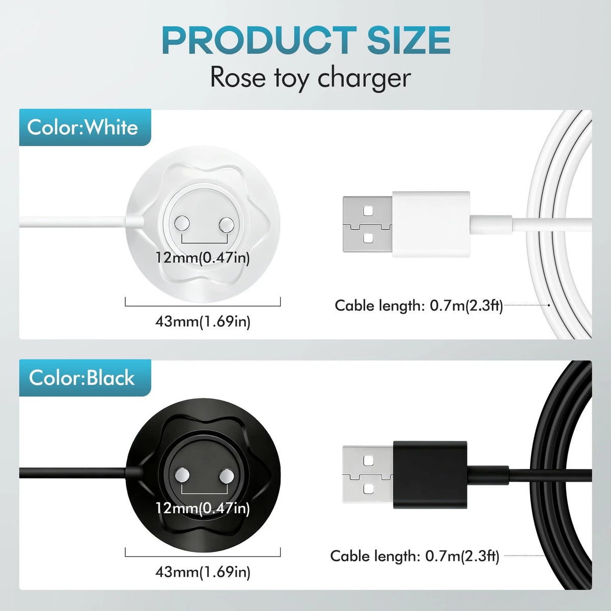 2X 12MM Magnetic Charger Replacement for Rose Charger