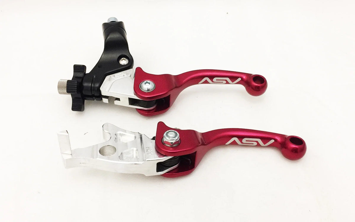 Pair of ASV F3 Shorty Red Front Brake Clutch Levers for Suzuki LTZ 250 (2004–2009)