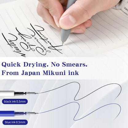 0.5mm Gel Pen Refills for Click Pens (Quick Drying Ink, Black)