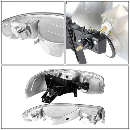 OE Style Chrome Amber Headlight Upper+Lower Lamp for GMC Sierra/Yukon (1999–2007)