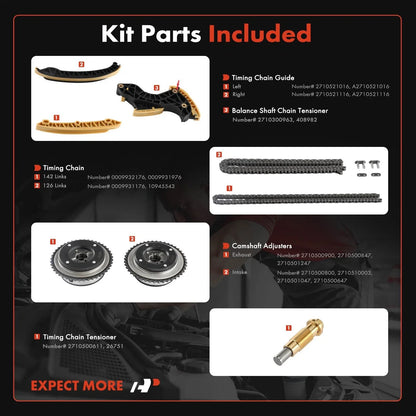 9x Timing Chain Kit for Mercedes-Benz C230 (2003–2005)