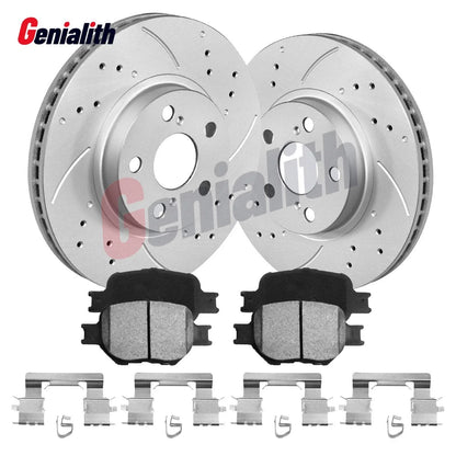Front Drilled Slotted Rotors & Ceramic Brake Pads Kit for Scion tC (2005–2010)
