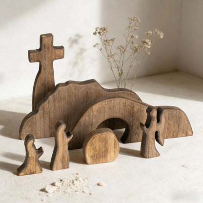 Empty Tomb Easter Scene Decoration for Wooden Jesus