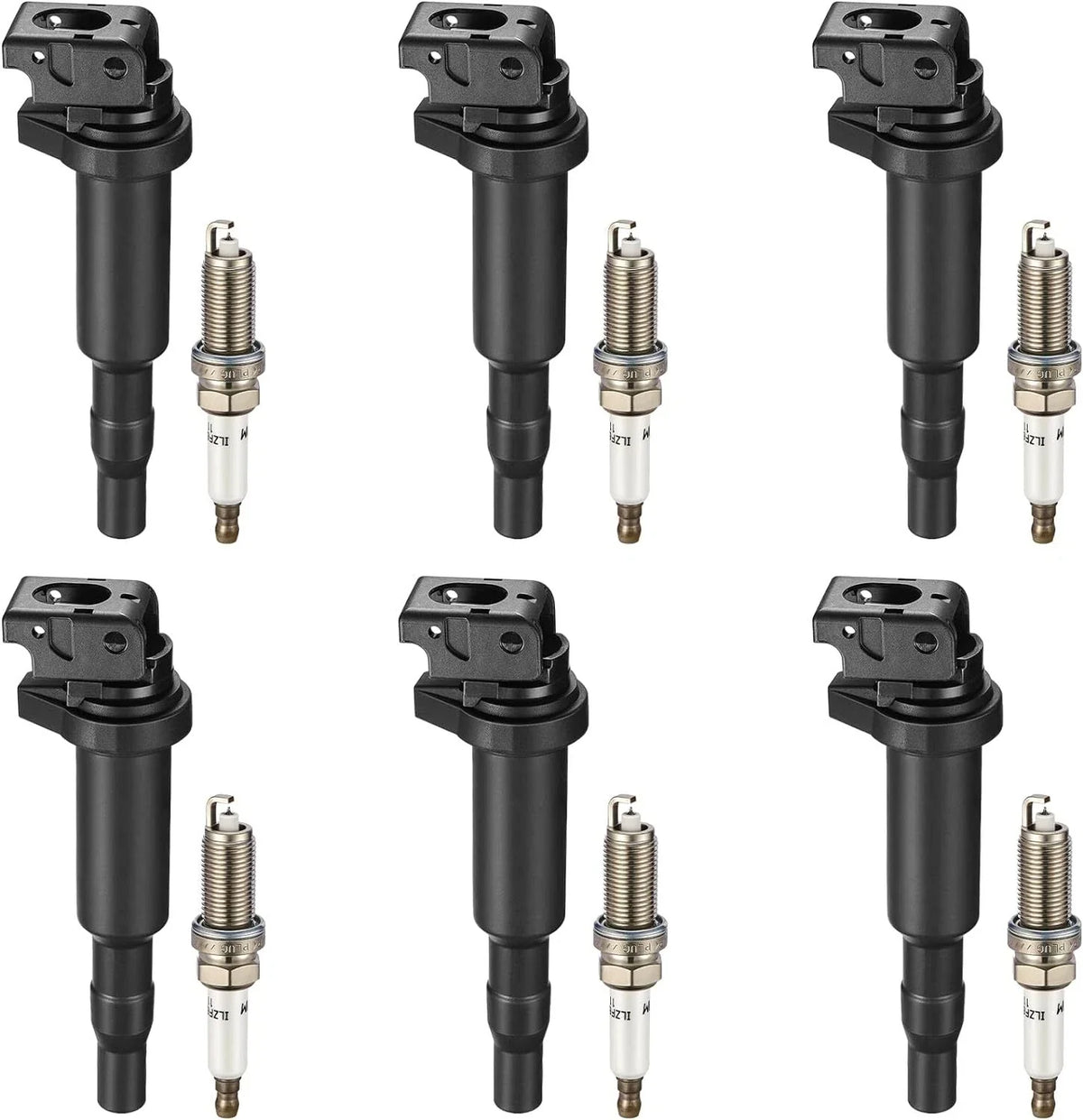 Set of 6 Ignition Coils and Spark Plugs for BMW 128i 325i 328i 528i X3 Z4 (2008–2013)