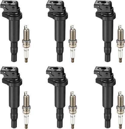 Set of 6 Ignition Coils and Spark Plugs for BMW 128i 325i 328i 528i X3 Z4 (2008–2013)