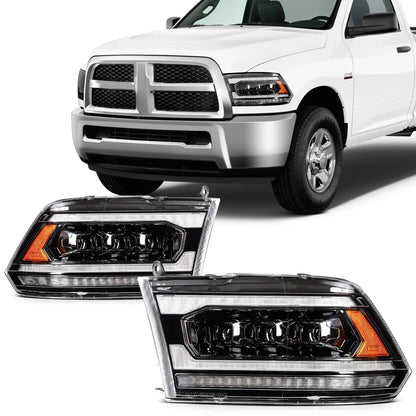 Set of 2 LED DRL Headlights Assembly for Dodge Ram 1500 2500 3500 (2009–2018)