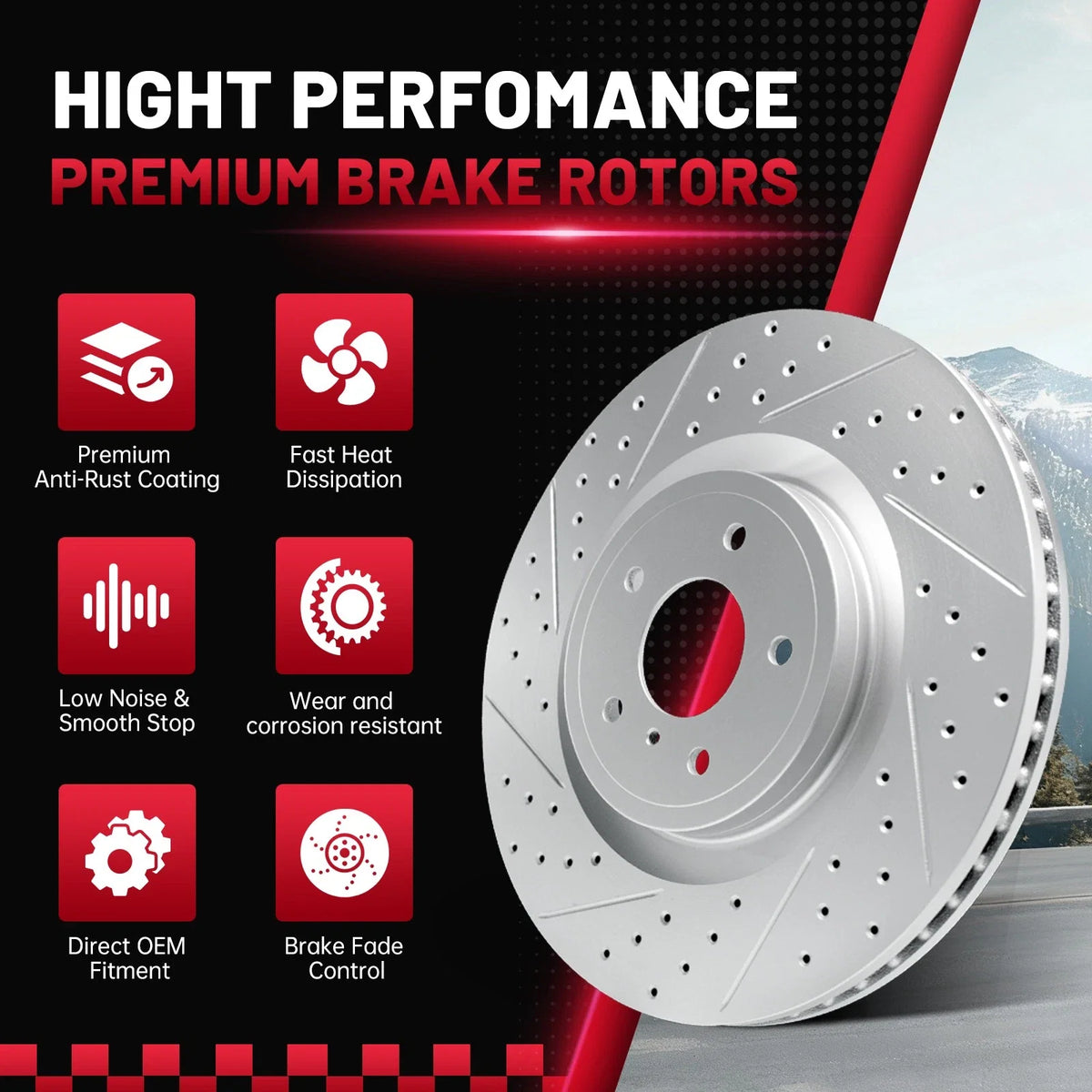 Front Disc Brake Rotors & Ceramic Pads for Chevy Trailblazer (2006–2009) GMC Envoy