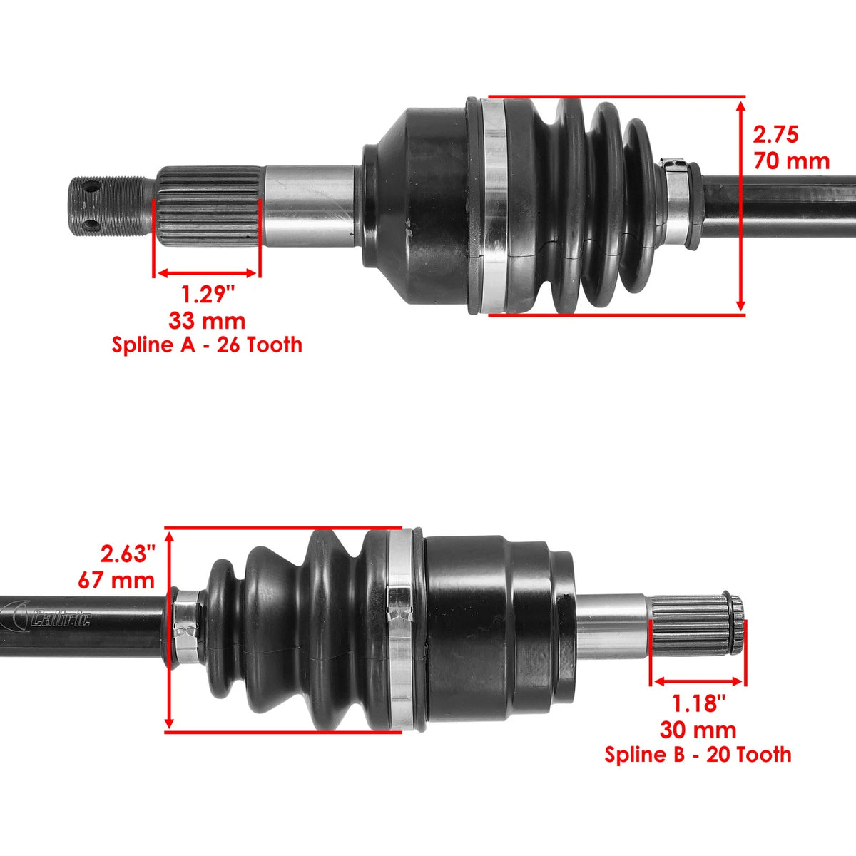 Celox Front Left CV Joint Axle for Honda Rubicon 500 TRX500FA (2017–2019) AX462 - AA, 44350-HR3-W51, 44220-HR3-W51