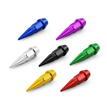 Set of 4 Dustproof Spike Shape Tire Wheel Stem Valve Caps for Car Motorcycle