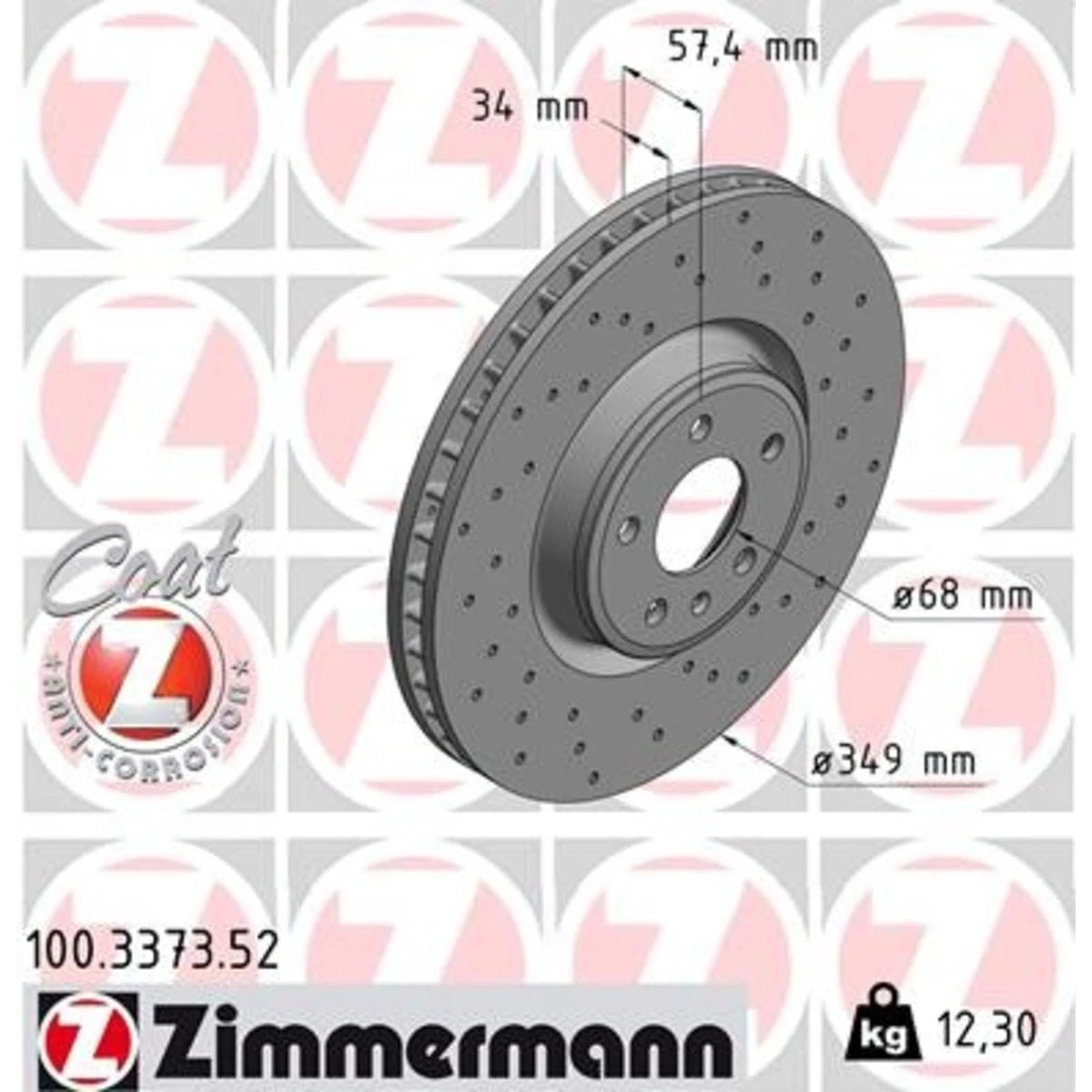 Set of 4 Brake Discs for Audi S5 (SET-ZXC100337352-A, 4H0615601D, 4H0615601H)